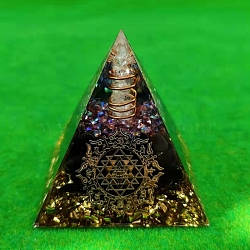 Orgonite Pyramid Resin Energy Generators, Natural Obsidian Chips Inside for Home Office Desk Decoration, 50mm(PW-WG79890-01)