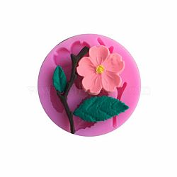 Food Grade Silicone Molds, Fondant Molds, For DIY Cake Decoration, Chocolate, Candy, UV Resin & Epoxy Resin Jewelry Making, Peach Blossom Branch, Deep Pink, 54x7mm(X-DIY-L019-035A)