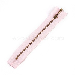 Garment Accessories, Nylon Closed-end Zipper, with Metal Zipper Puller, Zip-fastener Component, Antique Bronze, Pink, 18.8~19.2x2.8x0.2mm(FIND-WH0028-03-A05)