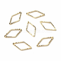 Brass Linking Rings, Long-Lasting Plated, Cadmium Free & Lead Free, Rhombus, Real 24K Gold Plated, 14~14.5x7~7.5x1mm, Inner Diameter: 13x6mm(KK-F831-015A-G-RS)