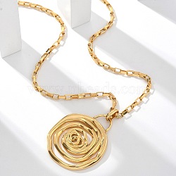 304 Stainless Steel Flower Pendant Necklaces for Women, Flower, 17.80 inch(45.2cm)(NJEW-Z061-05G-01)