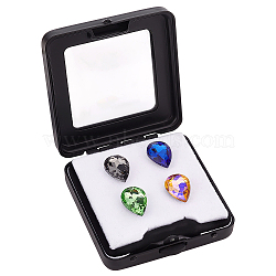 Rectangle Iron Loose Diamond Display Boxes, Small Jewelry Storage Case with Sponge, Electrophoresis Black, 6.05x5.5x1.65cm(CON-WH0086-068B-01)