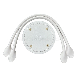 PU Leahter Knitting Crochet Round Bags Bottom and Bag Handles, White, Bottom: 150mm(PW-WGDBD8B-14)