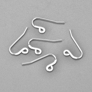 304 Stainless Steel French Earring Hooks, Flat Earring Hooks, Ear Wire, with Horizontal Loop, Silver, 12x22x0.9mm, Hole: 1.8mm, 19 Gauge, Pin: 0.9mm