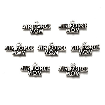 Mother's Day Theme, Tibetan Style Alloy Pendants, with Word Air Force Mom, Cadmium Free & Lead Free, Antique Silver, 11x25x2.5mm, Hole: 2mm, about 543pcs/1000g