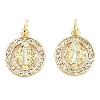 Brass Pave Cubic Zirconia Pendants, with Jump Ring, Golden, Allah, 15.5x13x2mm, Hole: 5mm