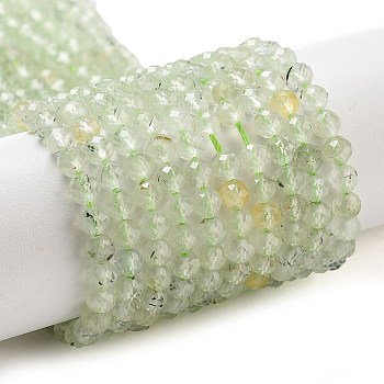 Natural Prehnite Beads Strands, Faceted, Round, 4mm, Hole: 0.8mm, about 92~95pcs/strand, 14.96~15.16''(38cm)