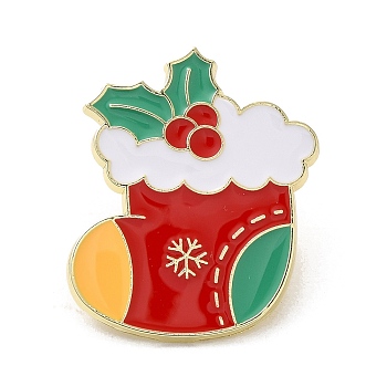 Christmas Theme Enamel Pins, Golden Alloy Brooches for Backpack Clothes, Shoes, 29x25x1.5mm