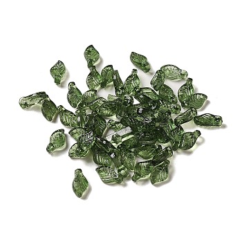 Transparent Acrylic Charms, for Earrings Accessories, Leaf Charms, Green, 9.7x5.5x3.6mm, Hole: 1.2mm