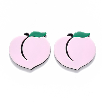 Cellulose Acetate(Resin) Pendants, Peach, Pearl Pink, 37.5x40x4mm, Hole: 2mm