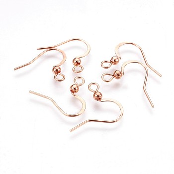 316 Surgical Stainless Steel Earring Hooks, Ear Wire, with Horizontal Loop, Rose Gold, 16x16~19.5x3mm, Hole: 2mm, Pin: 0.7mm