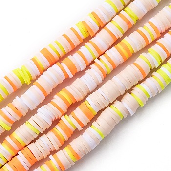 Handmade Polymer Clay Beads Strands, for DIY Jewelry Crafts Supplies, Heishi Beads, Disc/Flat Round, PeachPuff, 6x0.5~1mm, Hole: 1.8mm, about 290~320pcs/strand, 15.75 inch~16.14 inch(40~41cm)