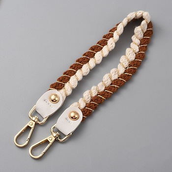Woolen Braided Bag Straps, with Zinc Alloy Swivel Clasp, for Bag Accessories, Sienna, 43cm