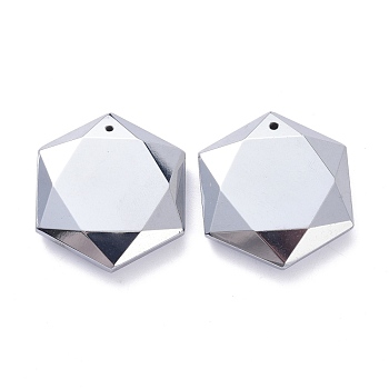 Terahertz Stone Pendants, Faceted, Hexagon, 34.5x30x7.5mm, Hole: 1mm