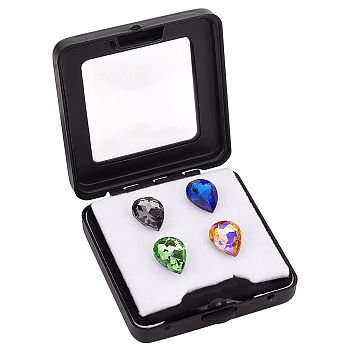 Rectangle Iron Loose Diamond Display Boxes, Small Jewelry Storage Case with Sponge, Electrophoresis Black, 6.05x5.5x1.65cm