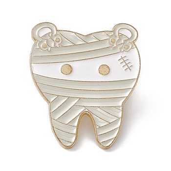 Cartoon Teeth Enamel Pin, Light Gold Alloy Oral Health Brooch for Backpack Clothes, Clothes Pattern, 30x25x2mm, Pin: 1.3mm