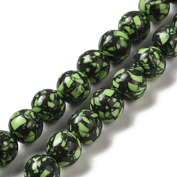 Synthetic Gemstone Dyed Beads Strands, Round, Pale Green, 10mm, Hole: 1.6mm, about 38pcs/strand, 14.76''(37.5cm)