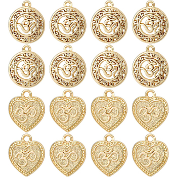 BENECREAT 20Pcs 2 Style Alloy Pendants, Long-Lasting Plated, with Jump Ring, Hamsa Hand, Real 18K Gold Plated, 10pcs/style