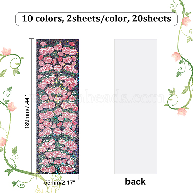 CHGCRAFT 20 Sheets 10 Colors Laser Style Waterproof PVC Rose Stickers(DIY-CA0004-89)-2