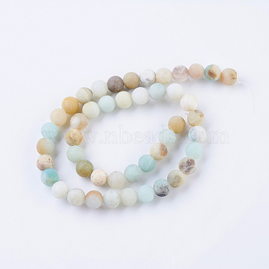 Brins de perles rondes d'amazonite de fleurs naturelles givrées(X-G-J363-01-8mm)-2