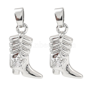 Brass Micro Pave Clear Cubic Zirconia Pendants(KK-A290-02P)-1
