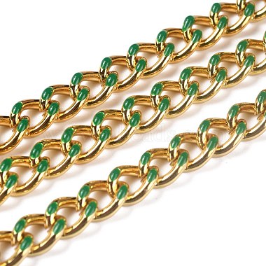 Dark Green Brass+Enamel Curb Chains Chain