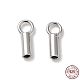 Rhodium Plated 925 Sterling Silver Cord Ends(STER-P055-01A-P)-1