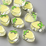 Transparent Enamel Acrylic Beads, Strawberry, Champagne Yellow, 25.5x19x9mm, Hole: 3.5mm(TACR-S155-003B)