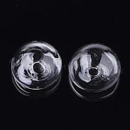 Handmade Blown Glass Bottles, for Glass Vial Pendants Making, Half Round, Clear, 16x10~10.5mm, Half Hole: 3~4.5mm(BLOW-T001-23B)