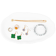 Gesso Irregular Jewelry Display Plate, Jewelry Trays for Jewellery Display, Photography Props, White, Oval, 17.2x28.8x1.9cm(DJEW-WH0015-97C)