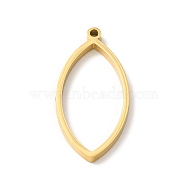 Ion Plating(IP) 304 Stainless Steel Open Back Bezel Pendants, For DIY UV Resin, Epoxy Resin, Pressed Flower Jewelry, Oval, Real 24K Gold Plated, 38x19x3mm, Hole: 2mm(STAS-K208-28)