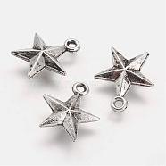 Tibetan Style Alloy Pendants, Star, Antique Silver, 16.5~17x15x2~3mm, Hole: 2~3mm(PALLOY-F131-03)