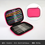 DIY Knitting Needles Sets, Inlcuding Stainless Steel & Aluminum Alloy Hook Needles, Hot Pink, 125~145x0.6~6.5mm, 22pcs/set(WG36405-03)