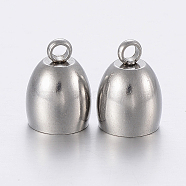 201 Stainless Steel Cord Ends, End Caps, Stainless Steel Color, 9x6mm, Hole: 1.5mm, 4mm inner diameter(STAS-P198-08B)