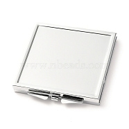 DIY Stainless Iron Cosmetic Mirrors, for Epoxy Resin DIY, Square, Stainless Steel Color, 6.75x6.05x0.75cm, Hole: 1.6mm, Tray: 54x54mm(DIY-L056-03P)