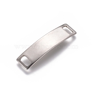 201 Stainless Steel Links connectors, Stamping Blank Tag, Rectangle, Stainless Steel Color, 6x24.5x0.5mm, Hole: 4x2mm(STAS-D0002-26P)