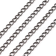 Iron Twisted Chains Curb Chains, Unwelded, with Spool, Gunmetal, Link:3x5mm, 0.8mm thick, about 328.08 Feet(100m)/roll(CHS003Y-B)