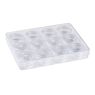 (Defective Closeout Sale:Box is Cracked )Transparent Plastic Nail Art Decorations Storage Box, Nail Art Glitters Sequins Decal Accessories Organizer, Flat Round, Clear, 9.1x12x1.8cm(AJEW-XCP0002-12)