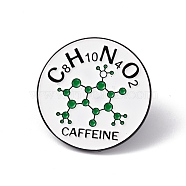 Word Caffeine Enamel Pin, Electrophoresis Black Alloy Brooch for Backpack Clothes, Round Pattern, 30x2mm, Pin: 1.2mm(JEWB-A005-02-01)