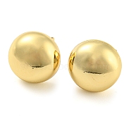 Rack Plating Brass Flat Round Stud Earrings, Long-Lasting Plated, Cadmium Free & Lead Free, Real 18K Gold Plated, 17.5x11.5mm(EJEW-P242-08G)