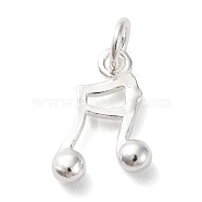 925 Sterling Silver Musical Note Charms, with Jump Rings & 925 Stamp, Silver, 14.5x10.5x3mm, Hole: 4mm(STER-G045-06S)