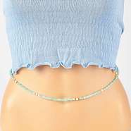 Summer Jewelry Waist Bead, Glass Seed Beaded Body Chain, Bikini Jewelry for Woman Girl, Aqua, 31.5 inch(80cm)(NJEW-C00026-02)