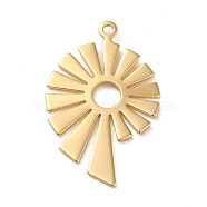 Brass Pendant, Real 18K Gold Plated, Sun, 25x16x0.6mm, Hole: 1.2mm(KK-O100-18G-03)