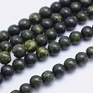 Natural Serpentine/Green Lace Stone Beads Strands, Round, 8mm, Hole: 1mm, about 47pcs/strand, 14.5 inch(37cm)(G-P345-01-8mm)