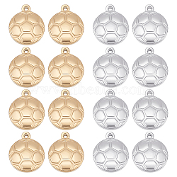 16Pcs 2 Colors 304 Stainless Steel Charms, FootBall/Soccer Ball, Golden & Stainless Steel Color, 15.5x13x3.5mm, Hole: 1mm, 8pcs/color(STAS-UN0039-48)