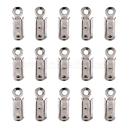 201 Stainless Steel Fold Over Crimp Cord Ends, Stainless Steel Color, 10x3.5x3mm, Hole: 1mm(X-STAS-R055-08)