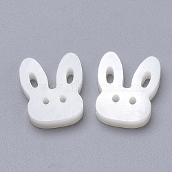 Bunny Natural Freshwater Shell Beads, Rabbit Head, Creamy White, 12x14.5x3mm, Hole: 1mm(SHEL-T007-18)