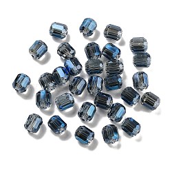 Electroplate Column Glass Beads, Full Rainbow Plated, Faceted, Steel Blue, 9x8mm, Hole: 1.5mm(EGLA-A043-02-FR02)