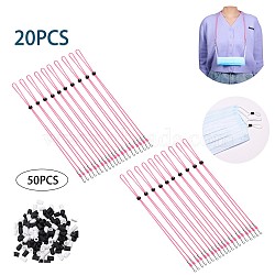 20PCS Adjustable Length Lanyard Strap, Ear Holder Rope, with ABS Hook and 50PCS Adjustable Non Slip Stopper, Pink, 15 inch(38cm)(JX035A)