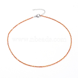 Cubic Zirconia Beaded Necklaces, with 304 Stainless Steel Lobster Claw Clasps and 316 Surgical Stainless Steel Chain Extender, Orange, 15.75 inch(40cm)(NJEW-JN02618-01)